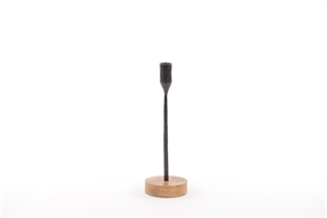Kerzenständer, mit Holzfuss Ø9x H26cm, burn Kerzenständer, mit Holzfuss Ø9x H26cm, burn