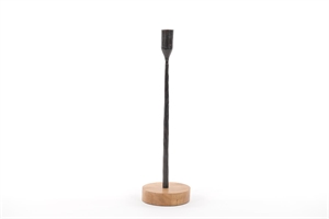 Kerzenständer, mit Holzfuss Ø10x H36cm, burn Kerzenständer, mit Holzfuss Ø10x H36cm, burn