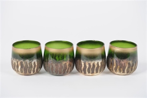 Votiv, Glas Tan Ø7x H7cm, gold/grün Votiv, Glas Tan Ø7x H7cm, gold/grün