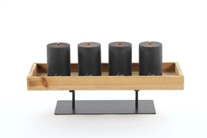 Schale, auf Metallfuss L45x 16x H12cm, Holz Schale, auf Metallfuss L45x 16x H12cm, Holz