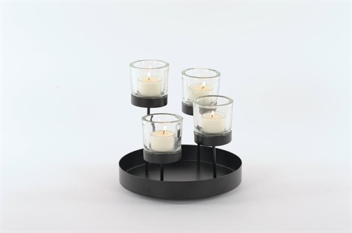Glashalter 4x, Ø20x H20cm in Rundschale, black Glashalter 4x, Ø20x H20cm in Rundschale, black