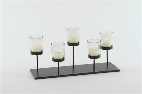 Glashalter 5x, L35x 11x H16cm auf Platte, black Glashalter 5x, L35x 11x H16cm auf Platte, black