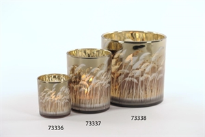 Windlicht, Feder Ø10x H12.5cm, grüngrau* Windlicht, Feder Ø10x H12.5cm, grüngrau*