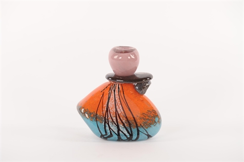 Kerzenständer, Line art L20x 11x H2cm, orange/blue Kerzenständer, Line art L20x 11x H2cm, orange/blue