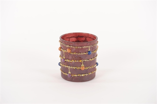 Windlicht Votiv, Wunderwinter Ø7x H8cm, burgundy Windlicht Votiv, Wunderwinter Ø7x H8cm, burgundy