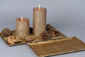 Schale, Alu eckig gehämmert L45x 28.5x H2cm, braun Schale, Alu eckig gehämmert L45x 28.5x H2cm, braun