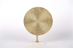 Disc-Objek, auf Marmorplatte L28x H38cm, alu gold Disc-Objek, auf Marmorplatte L28x H38cm, alu gold