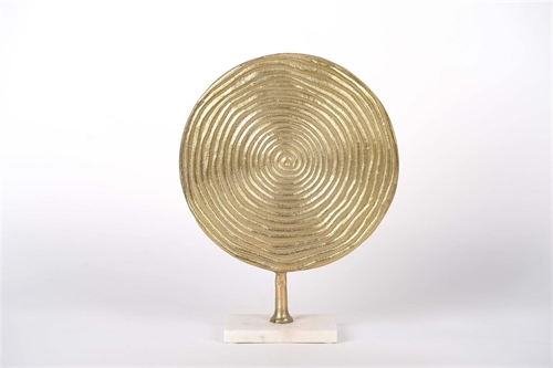 Disc-Objek, auf Marmorplatte L28x H38cm, alu gold Disc-Objek, auf Marmorplatte L28x H38cm, alu gold