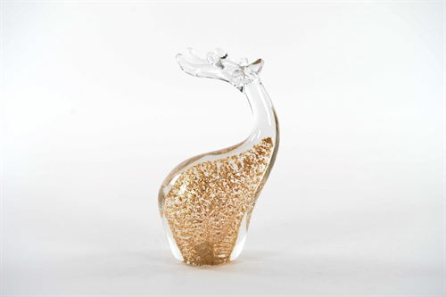 Hirsch, Glas, L11x 6x H21cm, gold glitter Hirsch, Glas, L11x 6x H21cm, gold glitter