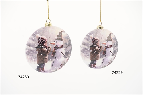 Glasanhänger, Snowy Scene Ø10x H4cm, bunt Glasanhänger, Snowy Scene Ø10x H4cm, bunt