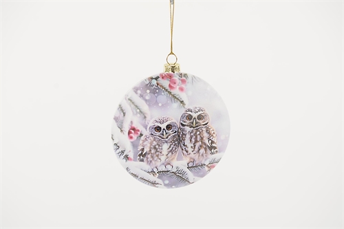 Glasanhänger, Pair of owls Ø12x H4.5cm, bunt Glasanhänger, Pair of owls Ø12x H4.5cm, bunt