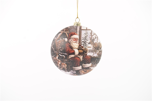 Glasanhänger, Santa Ø12x H4.5cm, bunt Glasanhänger, Santa Ø12x H4.5cm, bunt